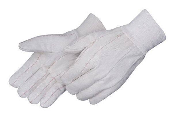 Liberty Safety 4518Q-LG White Canvas Double Palm Glove, Knit Wrist, LG, 12/pair
