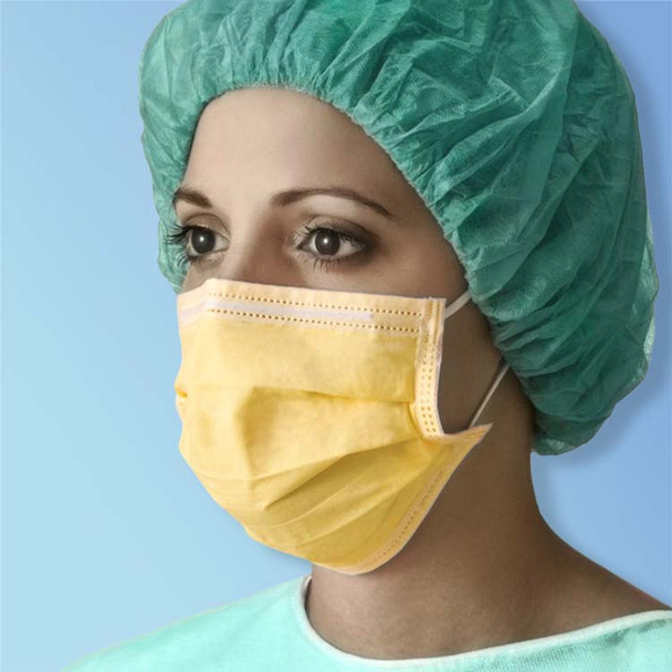 Medline NON27120H Isolation Face Masks with Ear Loops, Yellow
