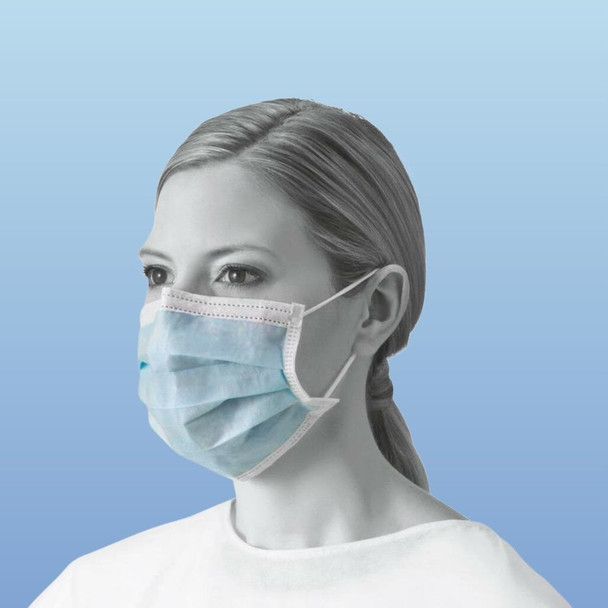  NON27378 Medline Procedure Face Masks with Ear Loops, Blue