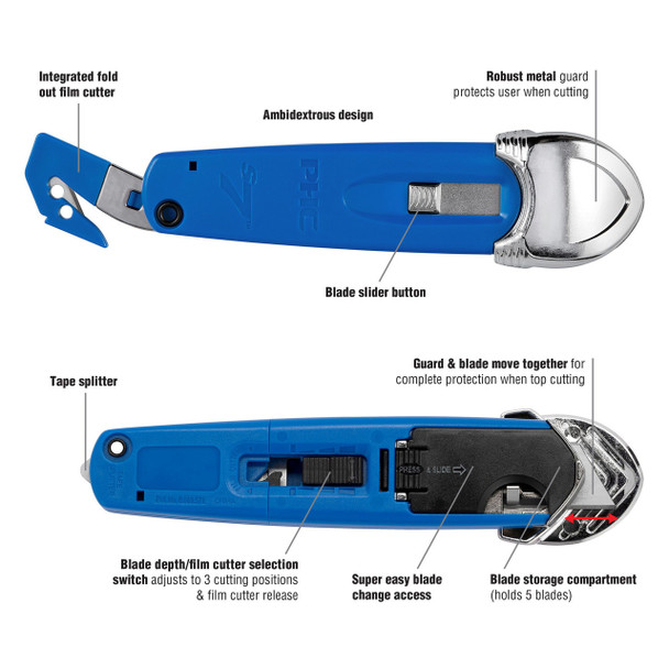 Pacific Handy Cutter  S7 Safety Cutter, 3-in-1 Self-Retracting Utility Knife