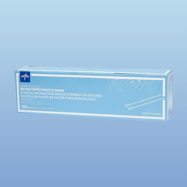 Medline Jumbo Tip Rayon Proctoscopic Swab, 16 in., Plastic Shaft