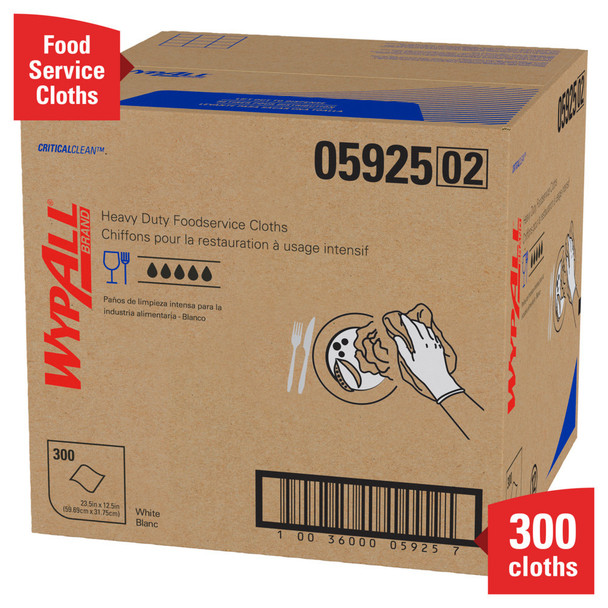 KCC05925 Wypall X70 White Foodservice Towels, 12.5 x 23.5 in., 300/case