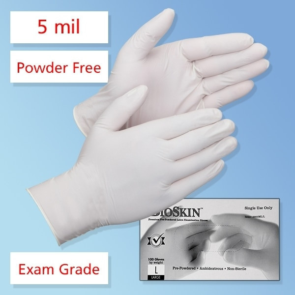 BioSkin Latex Exam Gloves 5.0 mil Powder-Free