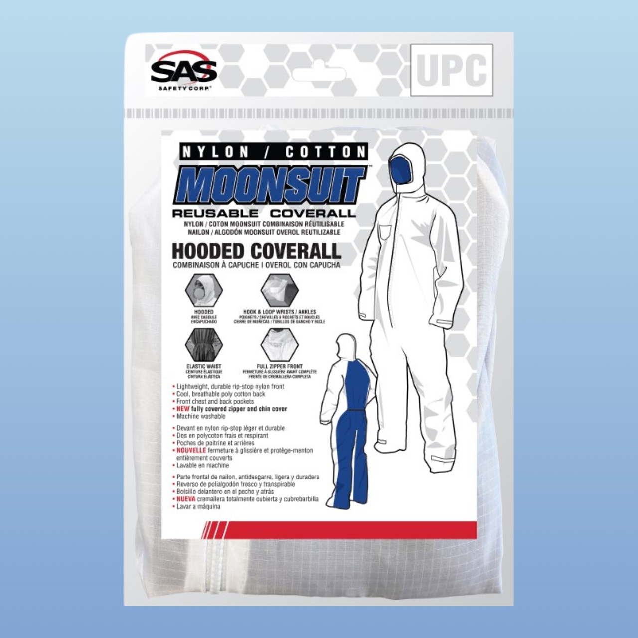 SAS Safety Moonsuit Nylon/Cotton Reusable Hooded Coverall