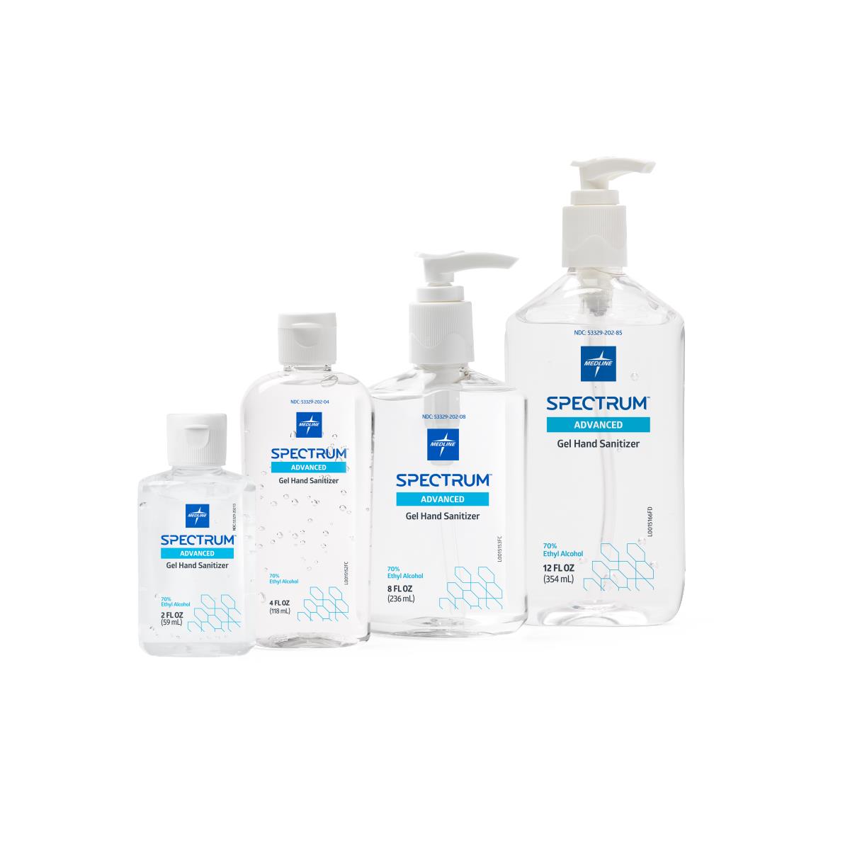 Medline Spectrum Gel Hand Sanitizer, 70% Ethyl Alcohol, 5 Size Options