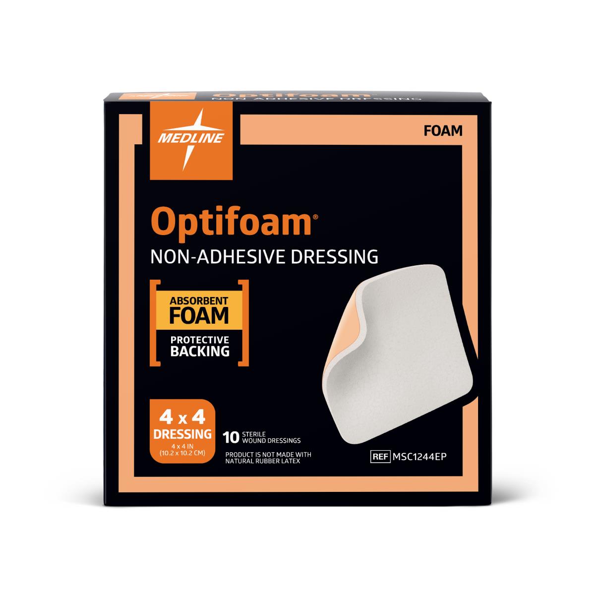 non stick dressing Medline Optifoam Nonadhesive Foam Wound Dressing, 4