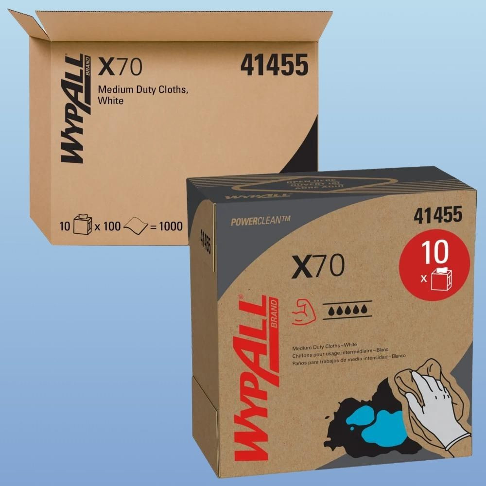 Kimberly-Clark 41455 Wypall X70 Wipes, White, 8.34