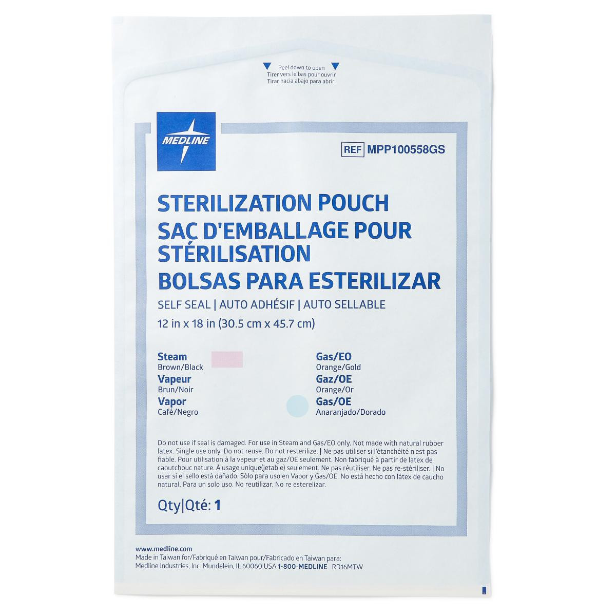 Medline Instrument Sterilization Tubing Roll - Steam & Gas Resistant, 3" X 100 Ft, Case Of 8 Rolls