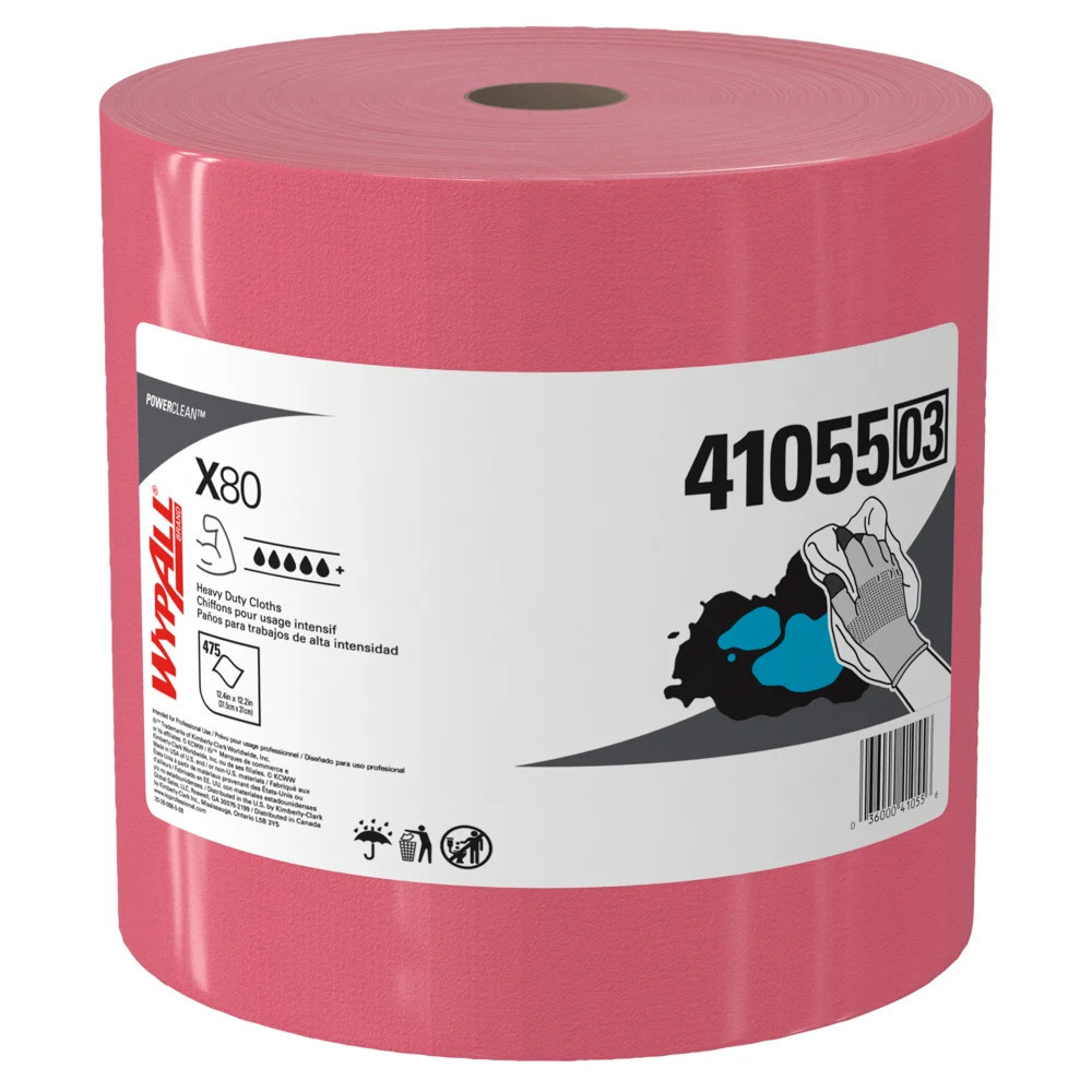 XXL Kimberly 新品 Kimberly Clark 41055 Wypall X80 Cloths, Red Jumbo Roll