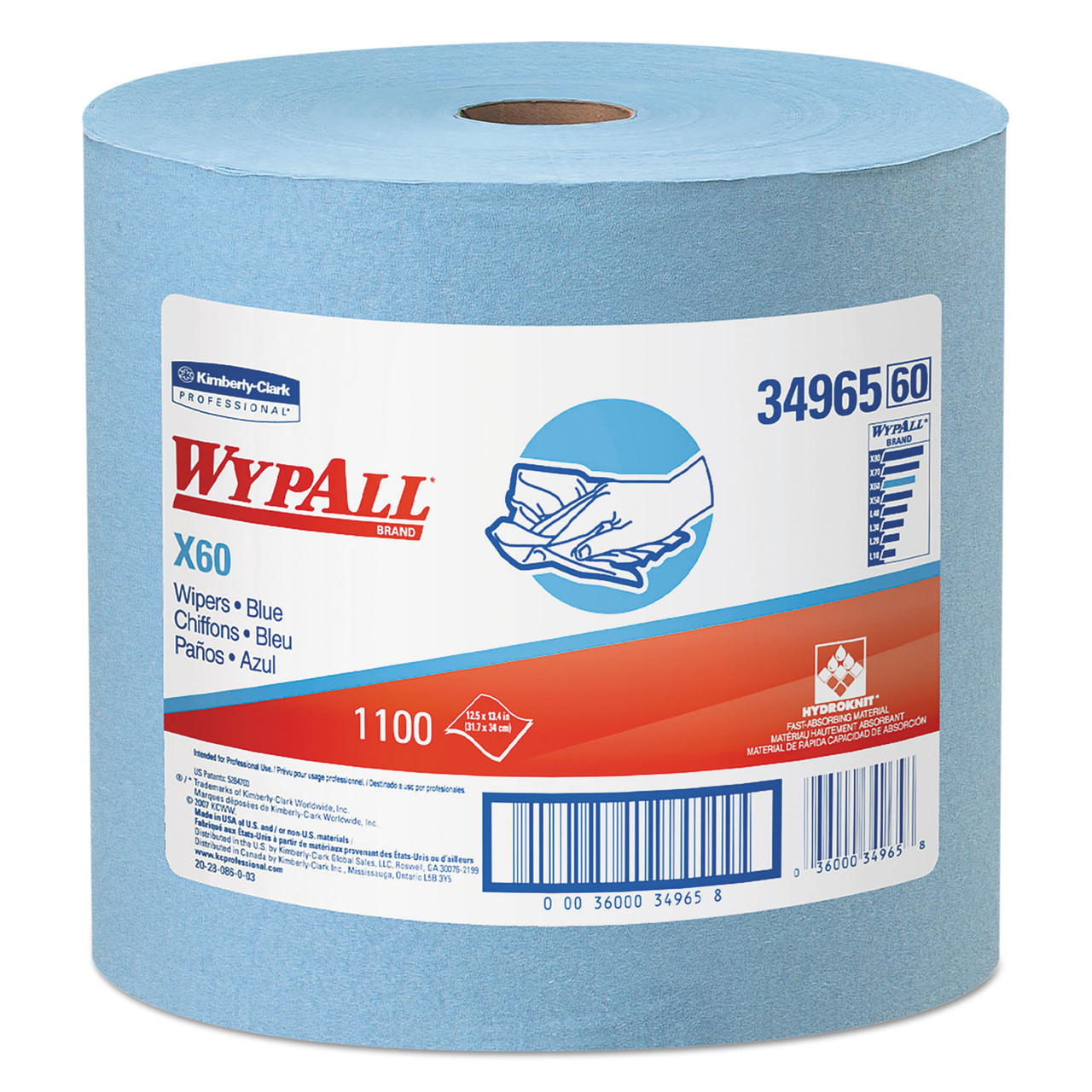 ラヴィール　サブマット Wypall X60 Jumbo Roll Blue Wipes, 12.5