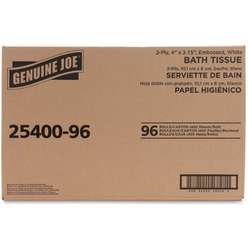 Genuine Joe 2-Ply Toilet Tissue, 400/roll, 96/case