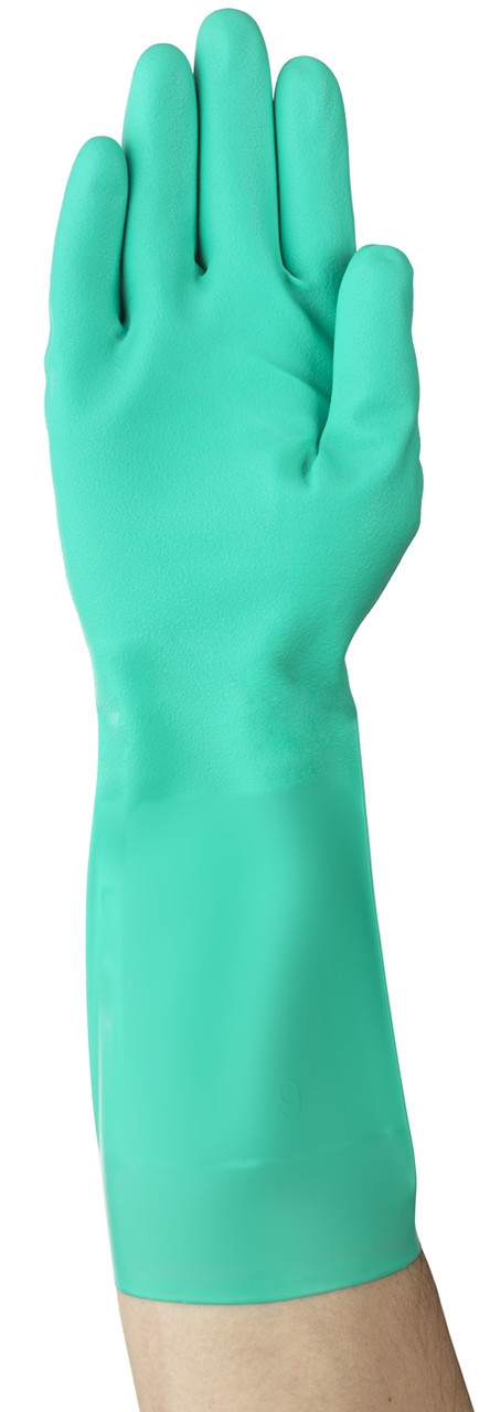 Ansell Green Nitrile Flock Lined Glove