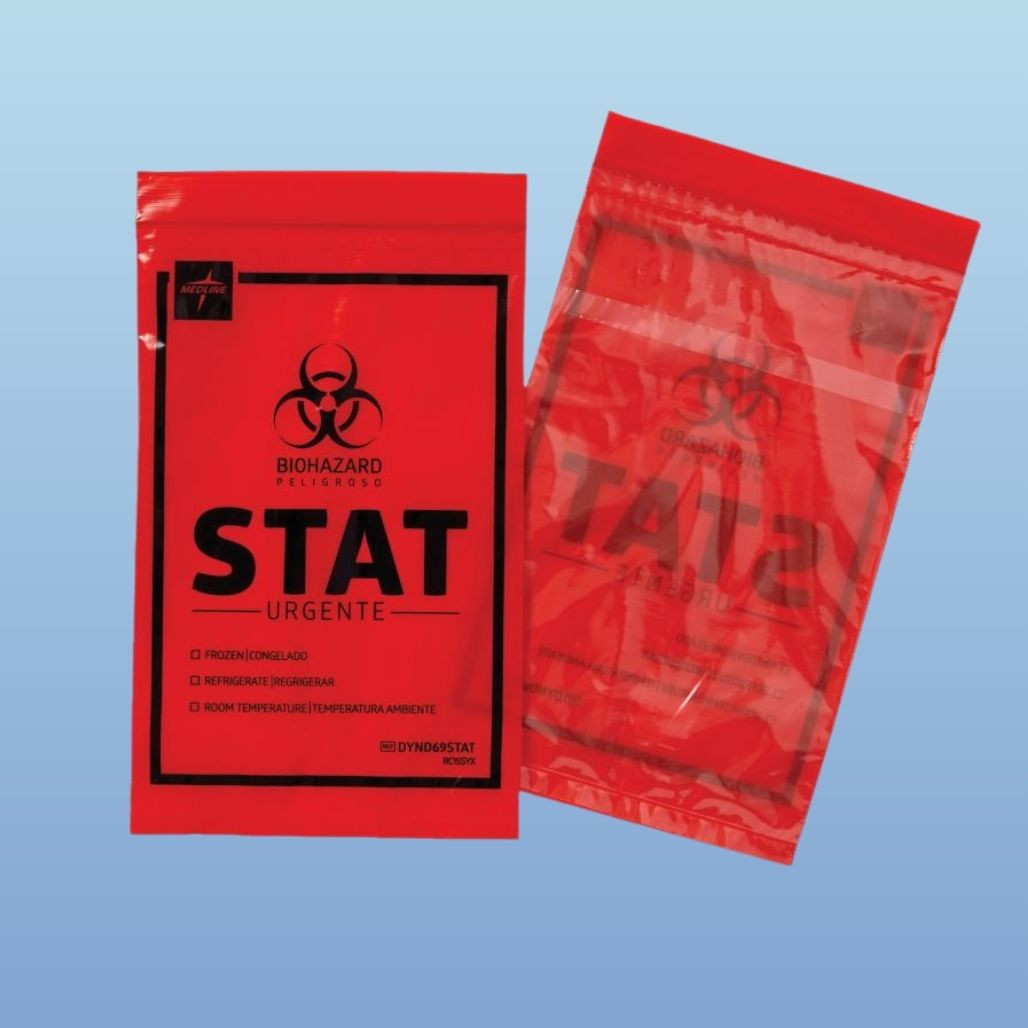 Medline STAT Red Specimen Transport Bags - 6