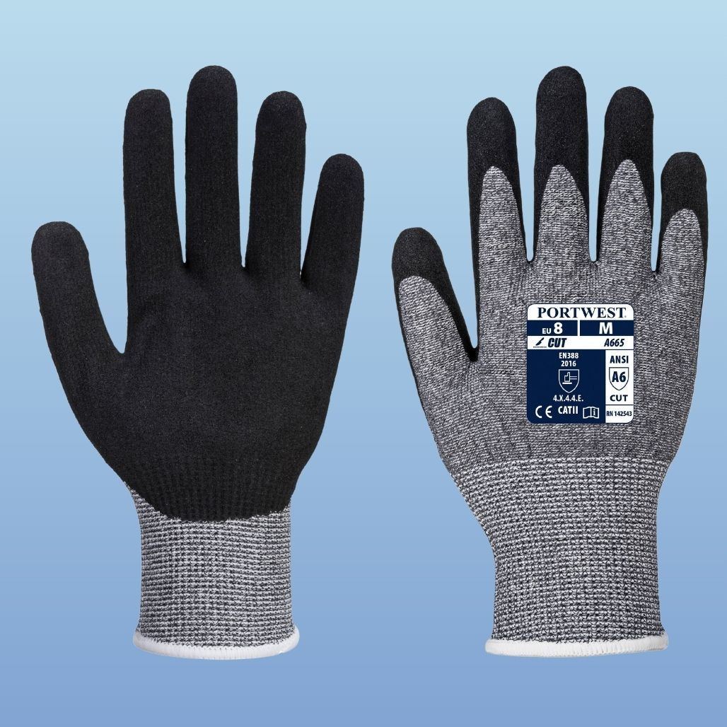 Portwest A665 Nitrile Foam Coated Glove, Cut Level A6, 1/pr