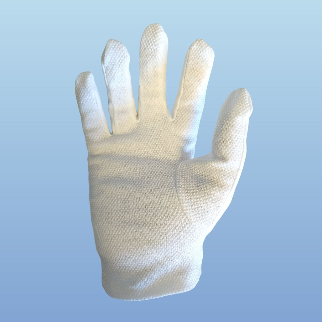 Formal White Dress Gloves with White PVC Dots, 12/pair