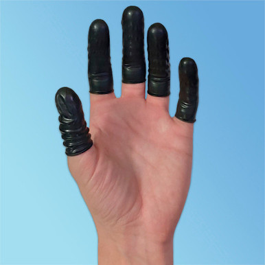 Suzuki ESD Static Dissipative 4 mil Black Latex Finger Cots, XL, 720/bag