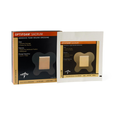 Medline Optifoam Sacrum Adhesive Foam Wound Dressing, 100/cs