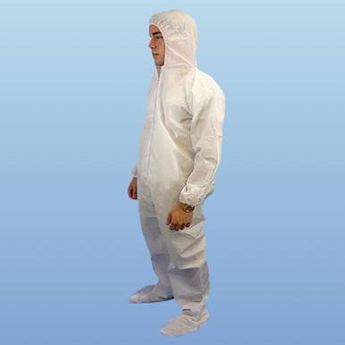 PureGard (17122) White PE Coated Coveralls with Hood and Boot