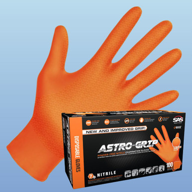 SAS Safety Group  Astro-Grip Powder-Free Nitrile Exam Grade Disposable  Gloves - 7 Mil - 40PK