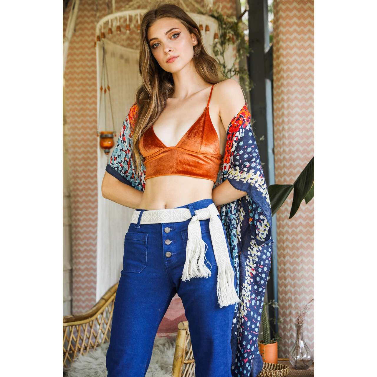 Yummy Velvet Longline Bralette in Rust - The Doodling Bug® Boutique