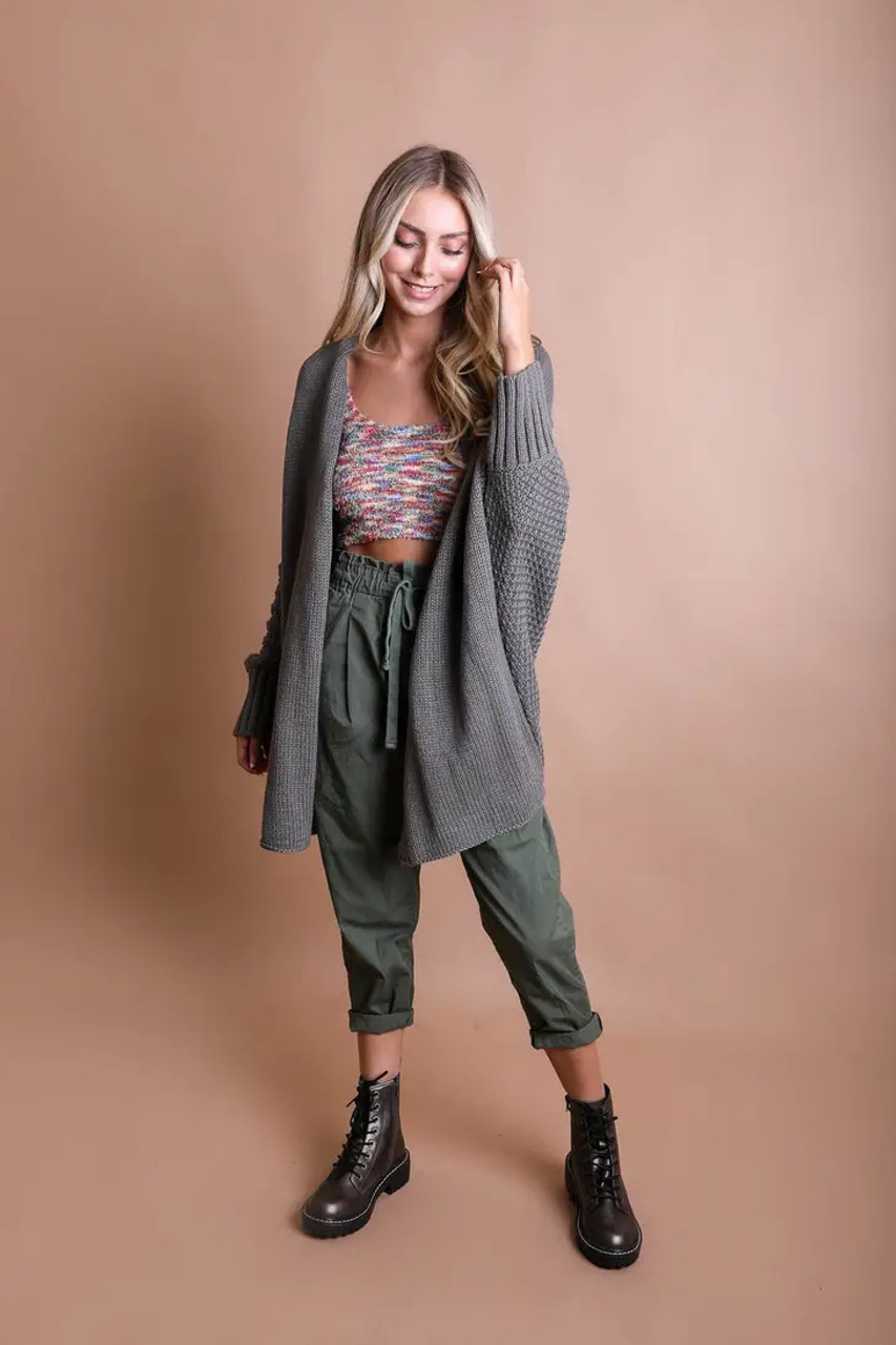 Key To Happiness Knit Duster Cardigan in Grey • Impressions Online