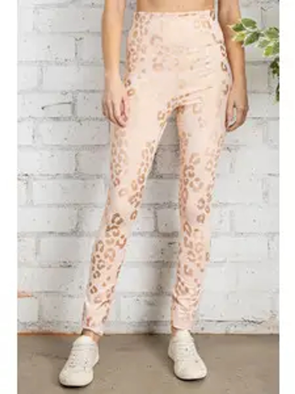Shiny Leopard Print High Waisted Leggings in Silver - The Doodling