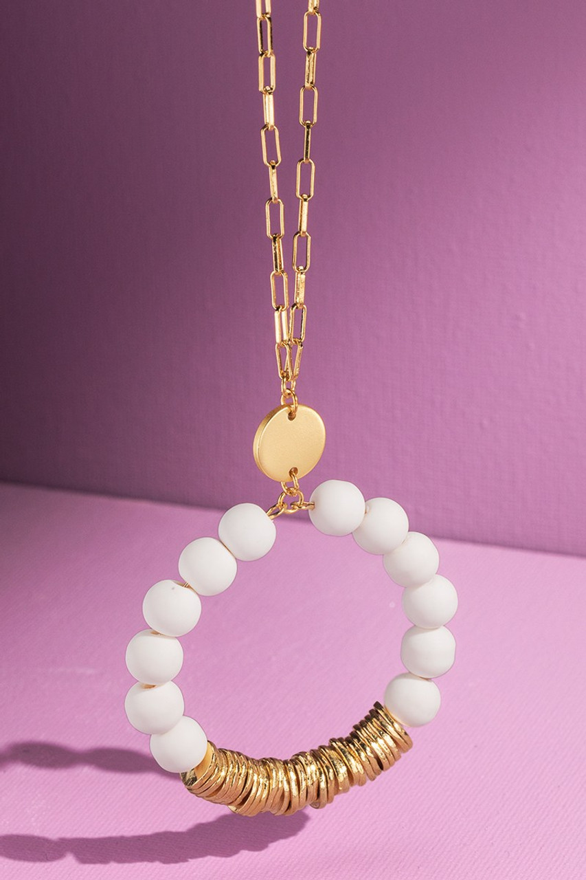 Heart Charm Soft Clay Beaded Necklace | SHEIN IN