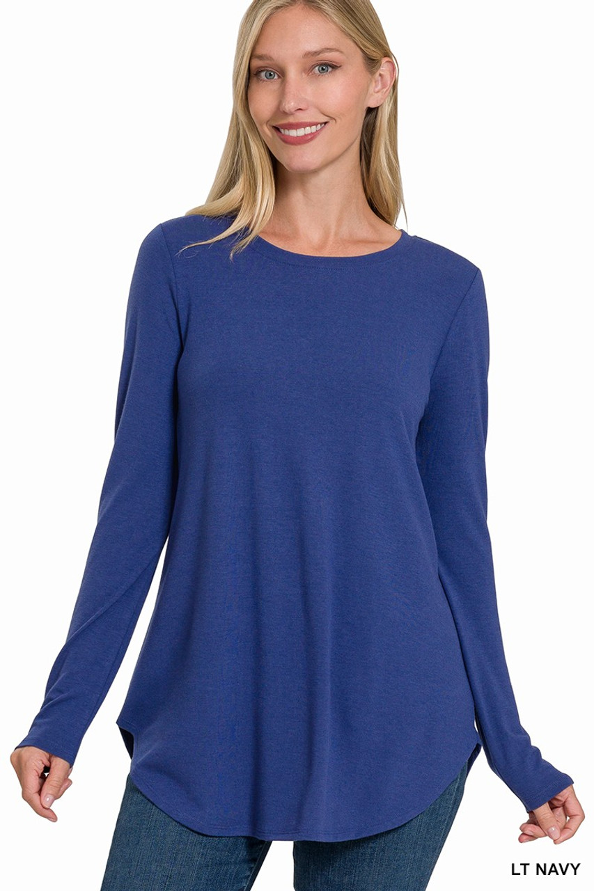 Fall-ing For This Long in Boutique Bug® Navy The Sleeve - Doodling Top