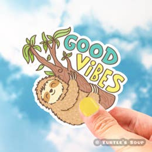 Good Vibes Hanging Sloth Vinyl Sticker