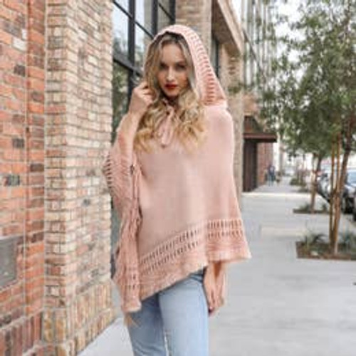 All the Details Poncho in Pink