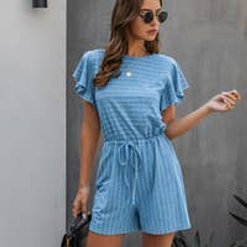 All Striped Up in Blue Romper