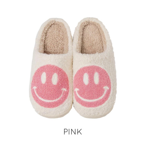 Smiley Face Slippers in Pink Perfection