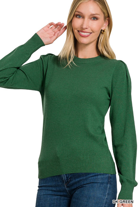 Come Back To Me Blouson Sleeve Sweater in Green