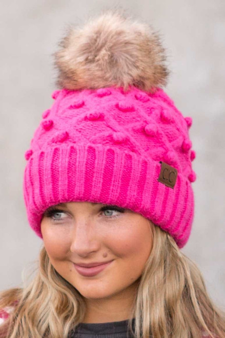 Pom Pom Perfection CC Beanie in Flamingo