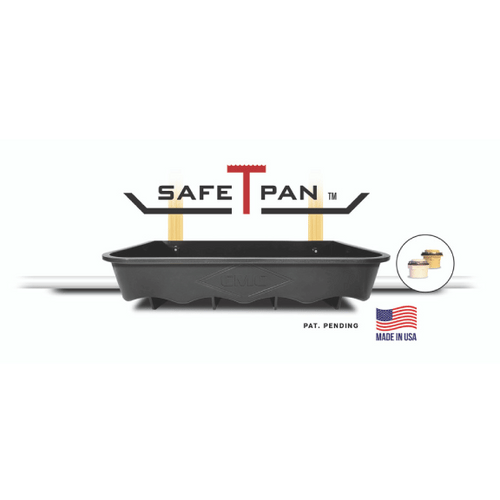 Safe T Pan. Tankless water heater drain pan.