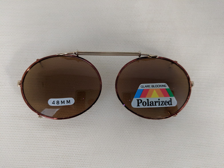 Small Oval Adjustable Polarized Clip-On Sunglasses Smoke  display picture 1