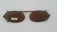 small elongated oval clip-on sunglasses 48mm Amber