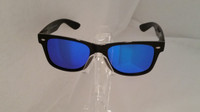 Polarized Blue Mirrored Large Plastic Sunglasses Men & Women