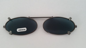 small elongated oval clip-on sunglasses 48mm Smoke