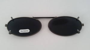 small elongated oval clip-on sunglasses 50mm Smoke