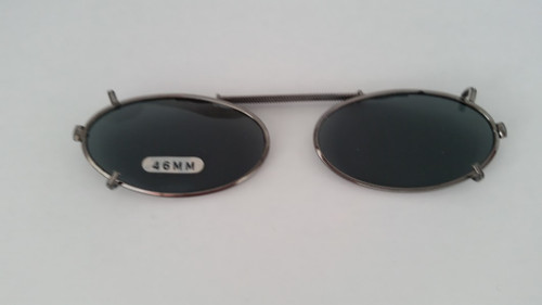small elongated oval clip-on sunglasses 46mm Smoke