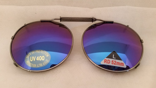 GUNMETAL/BLUE
blue mirrored clip on sunglasses 52mm