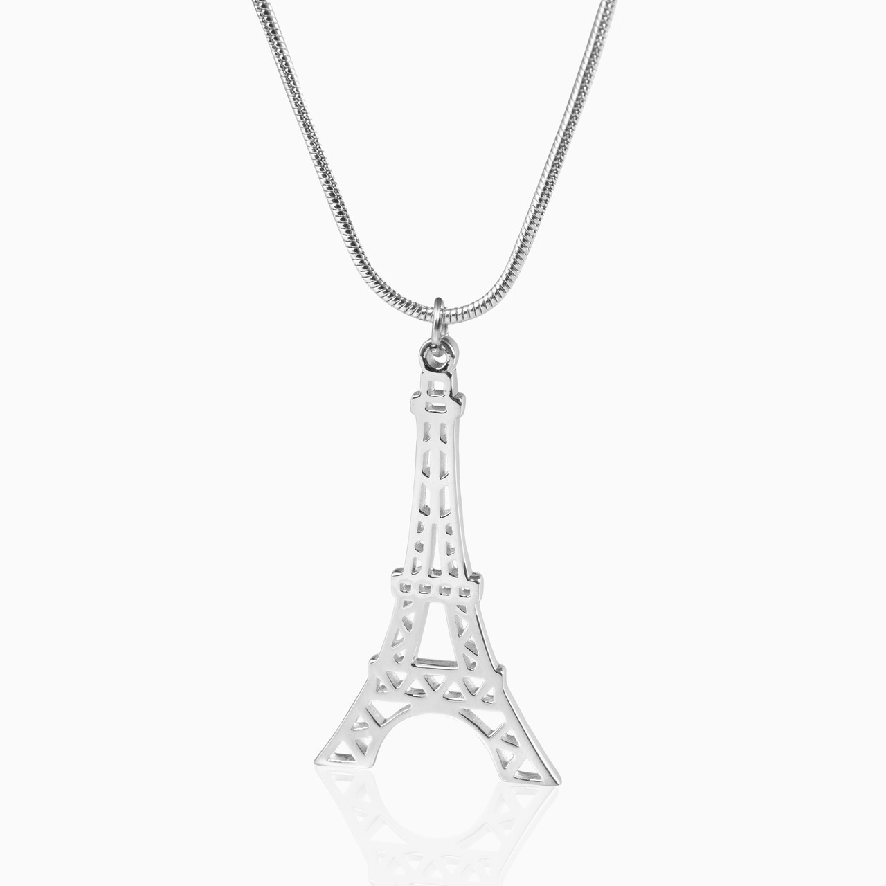 Eiffel Tower Necklace 1/20 ct tw Diamonds 10K White Gold 18