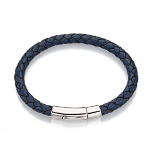 little star Andre leather bracelet blue, silver, gift for boy or occasion - LSB0087