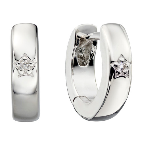 little star Lottie diamond hoop earrings, gift, special occasion, wedding, birthday - LSE0166