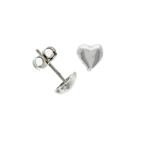 earrings, 9mm polished heart stud earrings,  9 white gold everyday wear 10-06-176