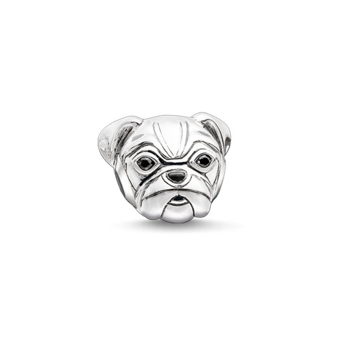 Pug Bead, Karma, Black Zirconia, Sterling Silver - K0164-691-12