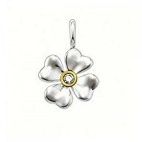 thomas sabo sweet diamond collection, clover leaf , centre diamond, silver gold plate - SD_PE0002-179-14
