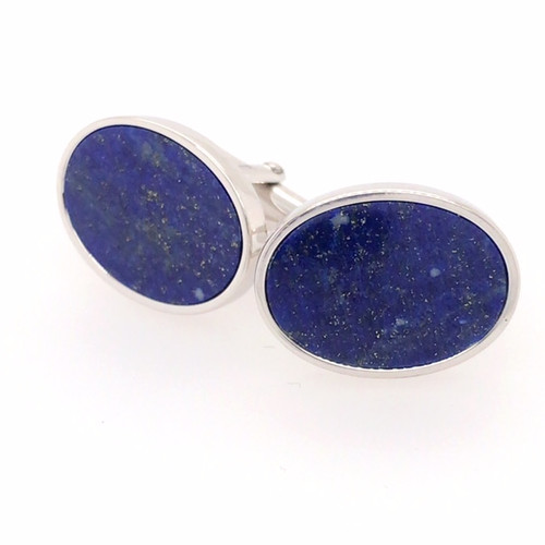 oval lapis lazuli,  cufflinks,  oval, silver, formal and evening wear, stylish design - SCL201