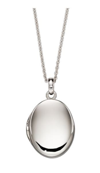 Orla - Silver oval plain locket, pendant, gift, keepsake, christening, little star jewellery -  LSN0345